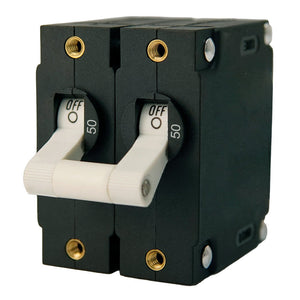 Egis A Series White Toggle Panel Mount Circuit Breaker - Dual Pole 50A [3202-50] Egis Mobile Electric