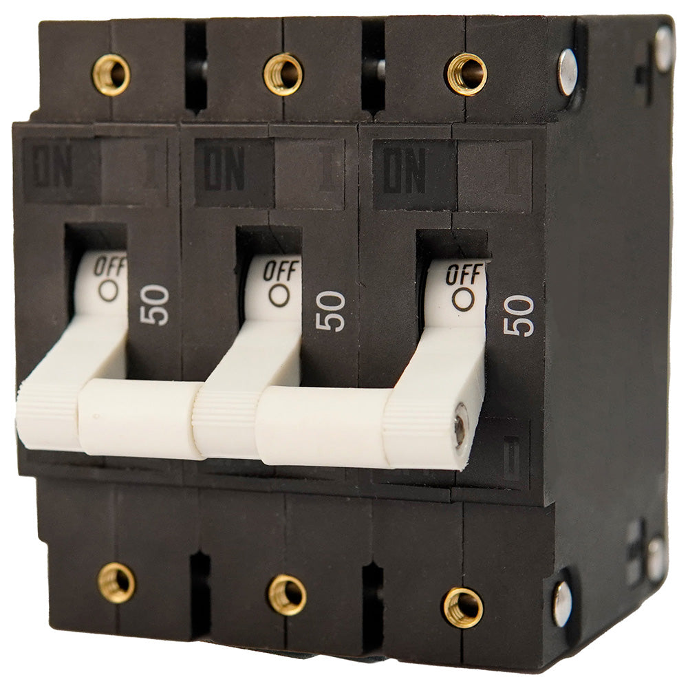 Egis C Series White Toggle Panel Mount Circuit Breaker - Triple Pole 50A [3503-050] Egis Mobile Electric