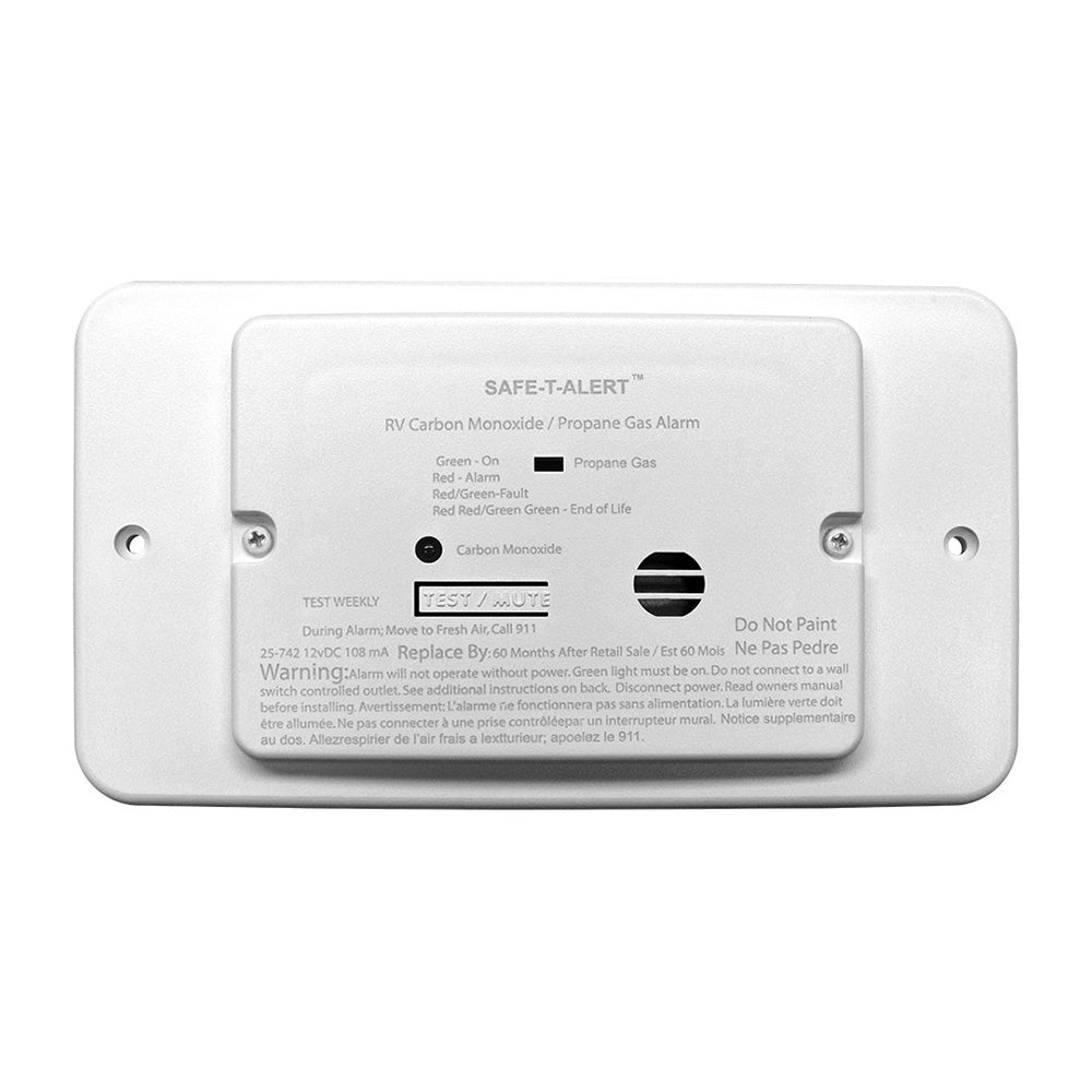 Safe-T-Alert 25 Series Flush Mount Dual Carbon Monoxide/Propane Alarm w/Trim Ring - White - 12V Hard Wire [25-742-TR-WT] Safe-T-Alert