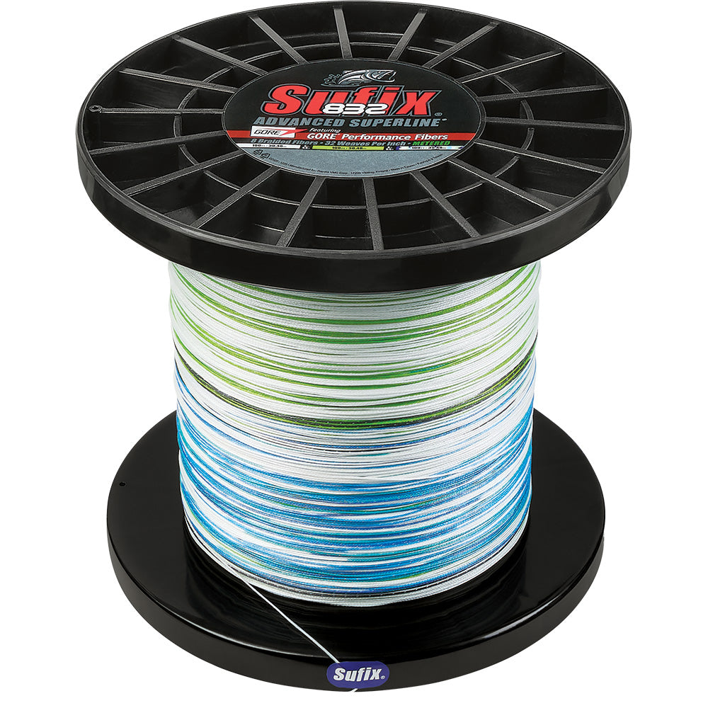 Sufix 832 Advanced Superline Bulk Metered 3000yds, 130lb, White - Neon Lime - Blue [660-4130GHLCC] Sufix