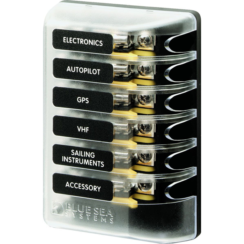 Blue Sea 5018 ST Glass Fuse Block w/out Negative Bus - 6 Circuit [5018] Blue Sea Systems