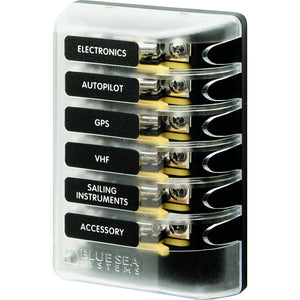 Blue Sea 5018 ST Glass Fuse Block w/out Negative Bus - 6 Circuit [5018] Blue Sea Systems