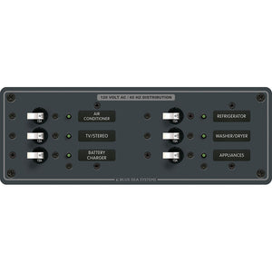 Blue Sea 8097 AC 6 Position Toggle Circuit Breaker Panel - White Switches [8097] Blue Sea Systems