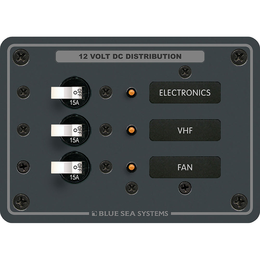 Blue Sea 8025 DC 3 Position Breaker Panel - White Switches [8025] - BuoyMart.com  Electrical Panels Blue Sea Systems