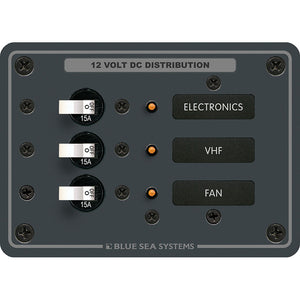 Blue Sea 8025 DC 3 Position Breaker Panel - White Switches [8025] - BuoyMart.com  Electrical Panels Blue Sea Systems