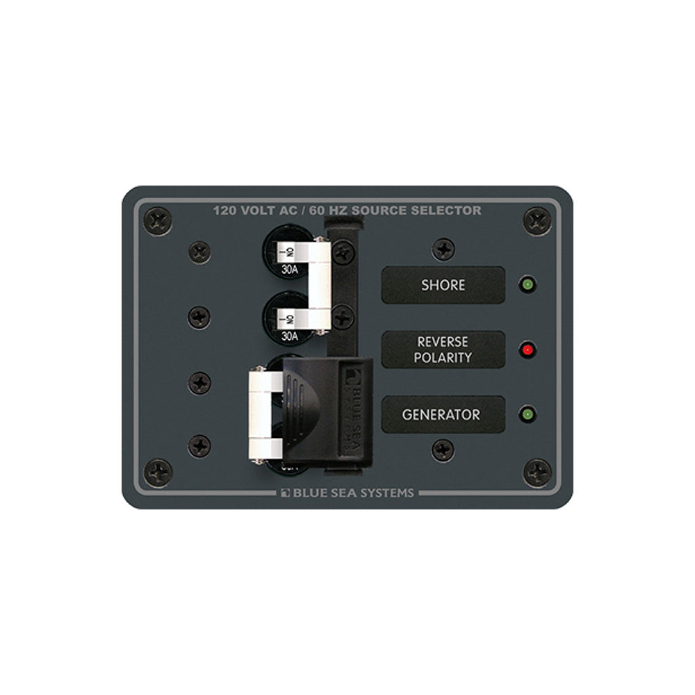 Blue Sea 8032 AC Toggle Source Selector 120V AC - 30AMP - White Switches [8032] - BuoyMart.com  Electrical Panels Blue Sea Systems