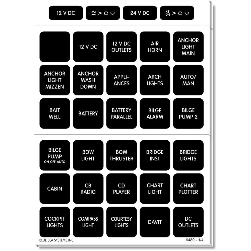 Blue Sea 4217 Square Format Label Set - 120 [4217] - BuoyMart.com  Switches & Accessories Blue Sea Systems
