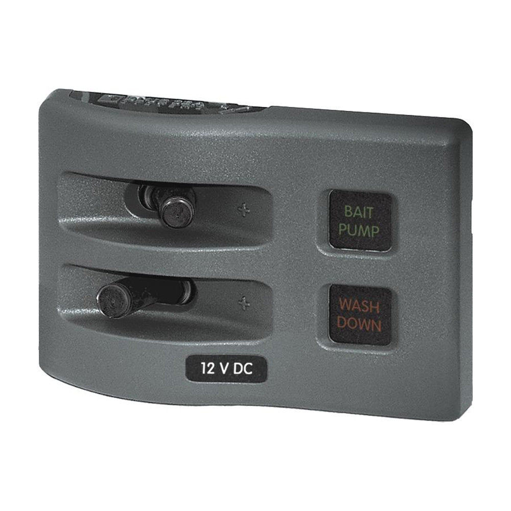 Blue Sea 4302 WeatherDeck Water Resistant Fuse Panel - 2 Position - Grey [4302] - BuoyMart.com  Electrical Panels Blue Sea Systems
