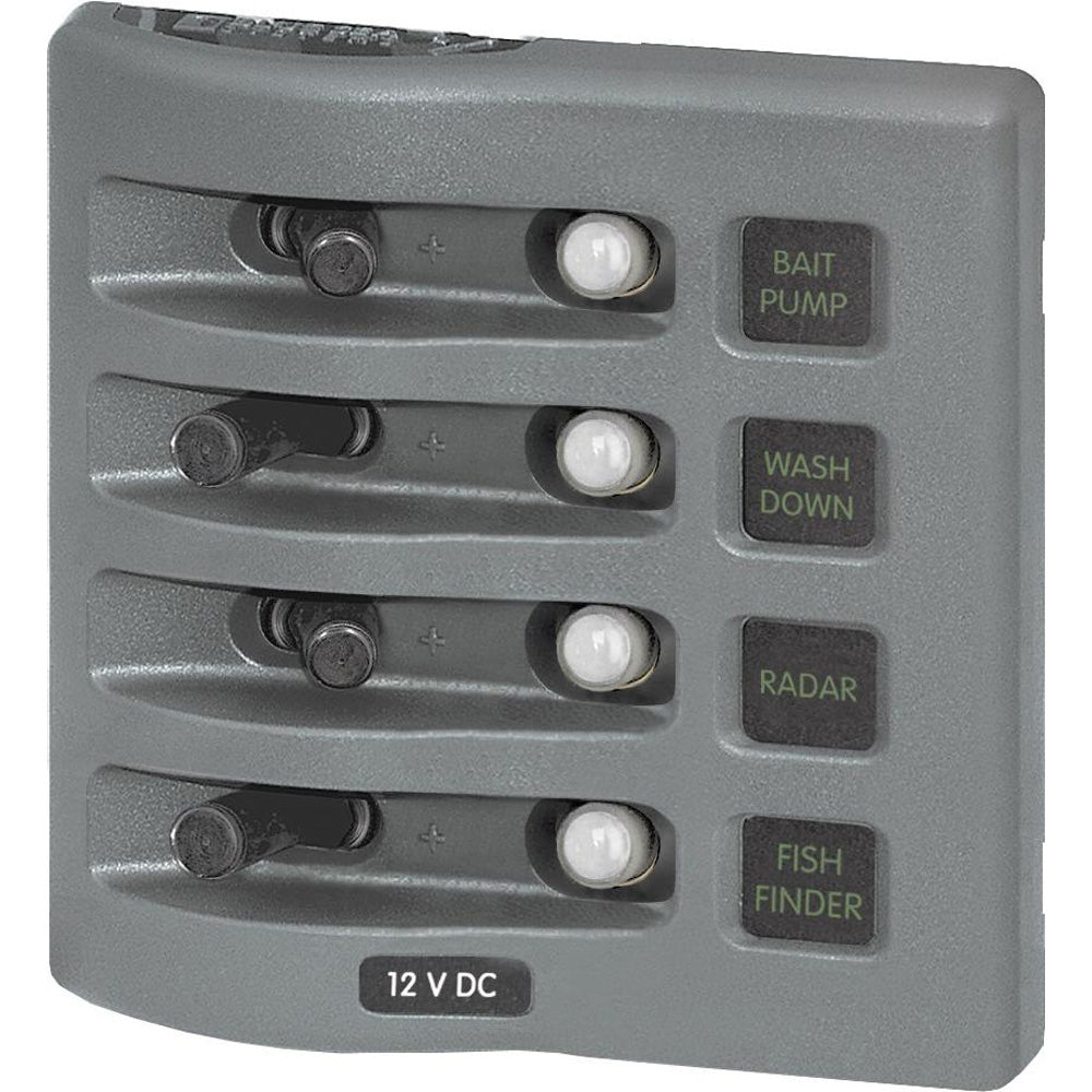 Blue Sea 4374 WeatherDeck Water Resistant Circuit Breaker Panel - 4 Position - Grey [4374] - BuoyMart.com  Electrical Panels Blue Sea Systems