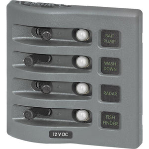 Blue Sea 4374 WeatherDeck Water Resistant Circuit Breaker Panel - 4 Position - Grey [4374] - BuoyMart.com  Electrical Panels Blue Sea Systems