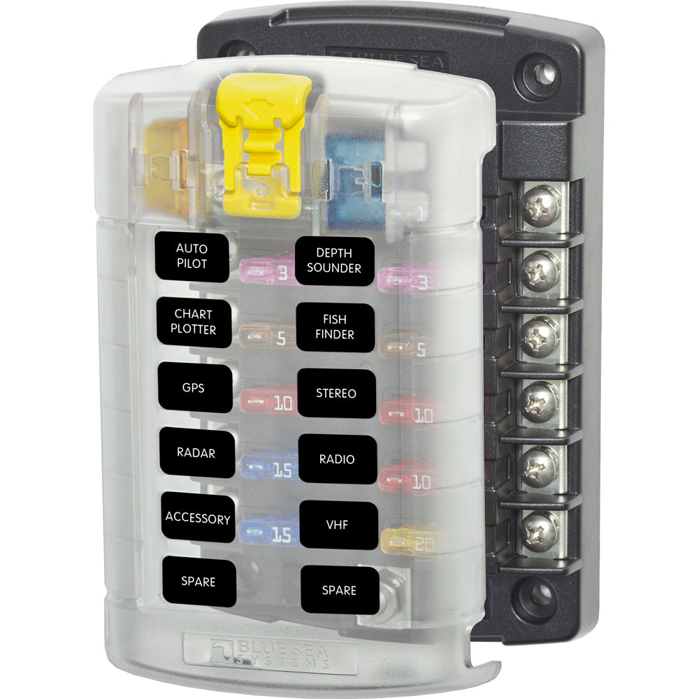 Blue Sea 5029 ST Blade Fuse Block w/Cover - 12 Circuit w/o Negative Bus [5029] - BuoyMart.com  Fuse Blocks & Fuses Blue Sea Systems
