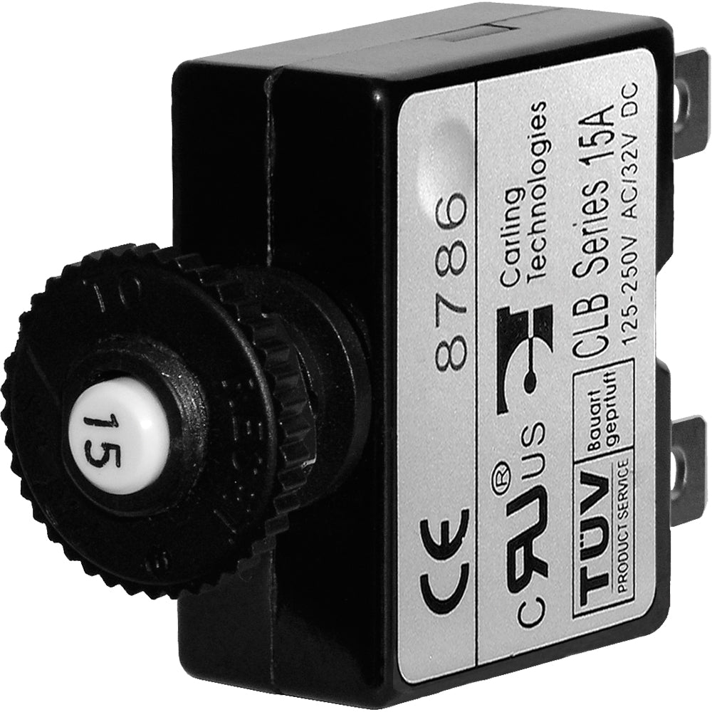 Blue Sea 7056 15A Push Button Thermal with Quick Connect Terminals [7056] - BuoyMart.com  Circuit Breakers Blue Sea Systems