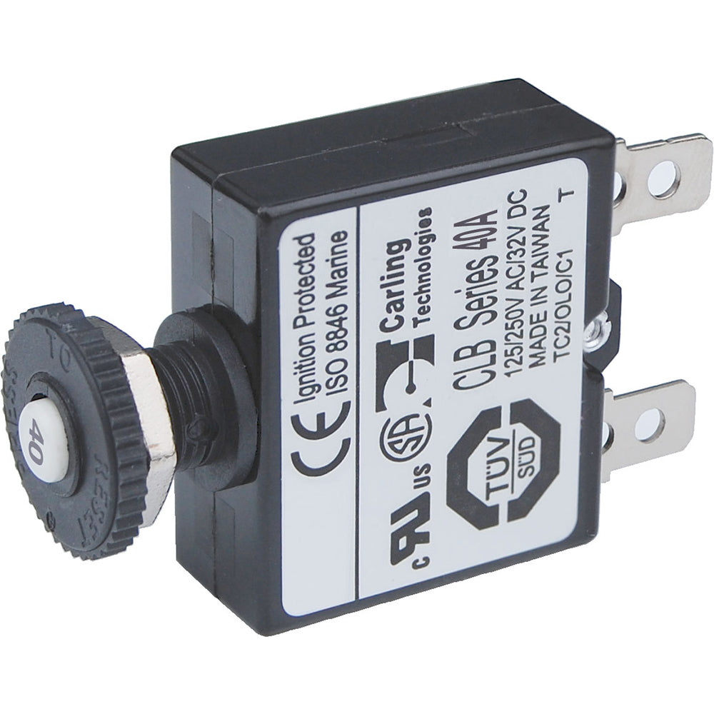 Blue Sea 7061 40A Push Button Thermal with Quick Connect Terminals [7061] - BuoyMart.com  Circuit Breakers Blue Sea Systems