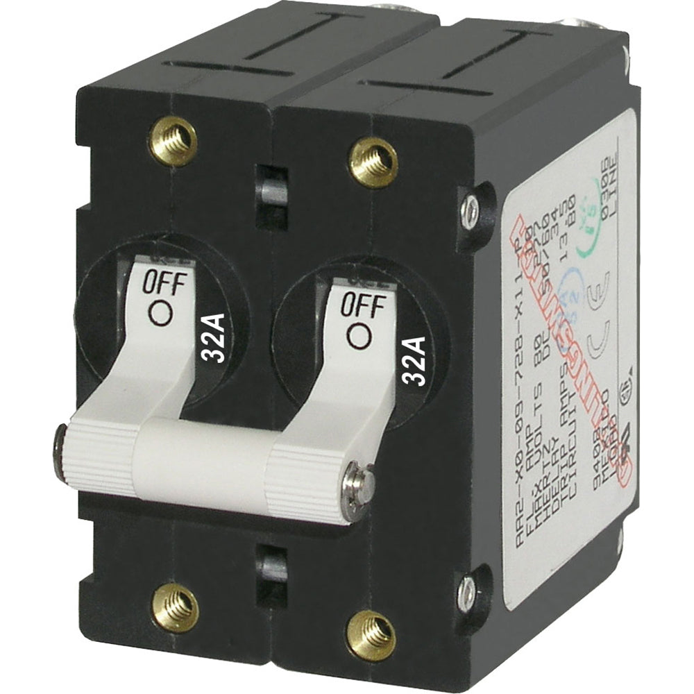 Blue Sea 7295 A-Series Double Pole Toggle - 32A - White [7295] - BuoyMart.com  Circuit Breakers Blue Sea Systems