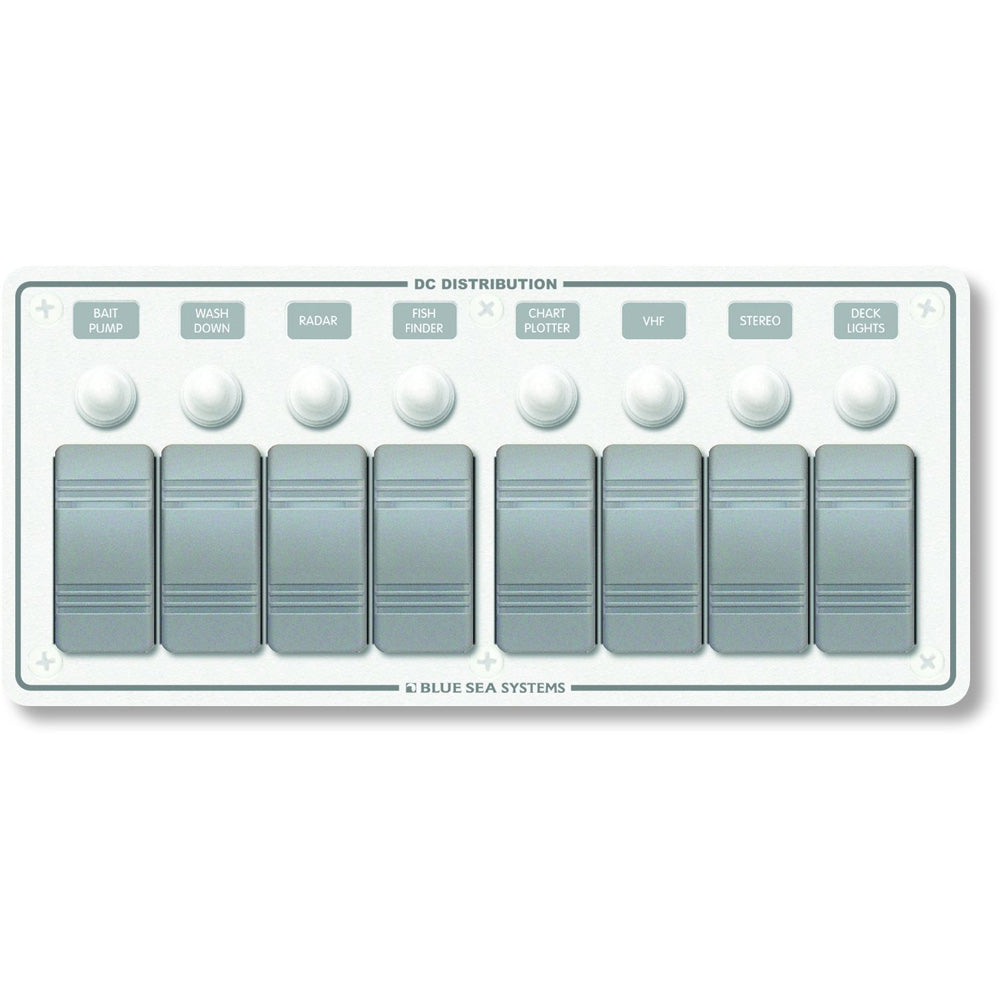 Blue Sea 8271 Water Resistant Panel - 8 Position - White - Horizontal Mount [8271] - BuoyMart.com  Electrical Panels Blue Sea Systems