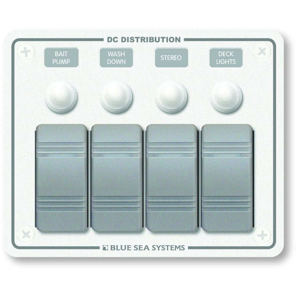 Blue Sea 8272 Water Resistant Panel - 4 Position - White - Horizontal Mount [8272] - BuoyMart.com  Electrical Panels Blue Sea Systems