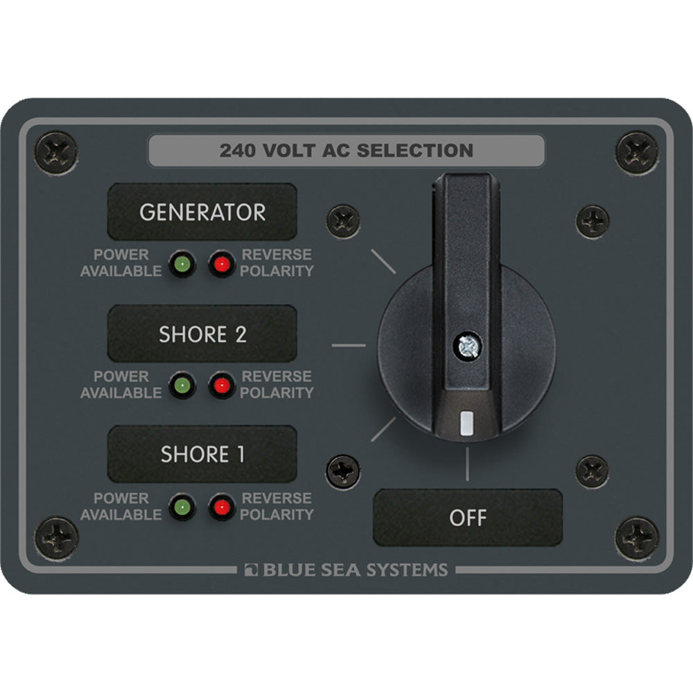Blue Sea 8361 AC Rotary Switch Panel 65 Ampere 3 Positions + OFF, 3 Pole [8361] - BuoyMart.com  Electrical Panels Blue Sea Systems