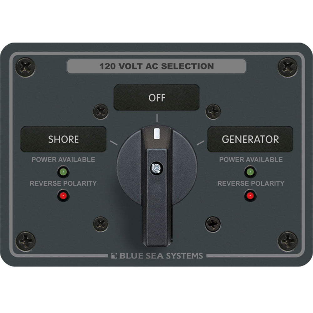 Blue Sea 8365 AC Rotary Switch Panel 65 Ampere 2 Positions + OFF, 2 Pole [8365] - BuoyMart.com  Electrical Panels Blue Sea Systems