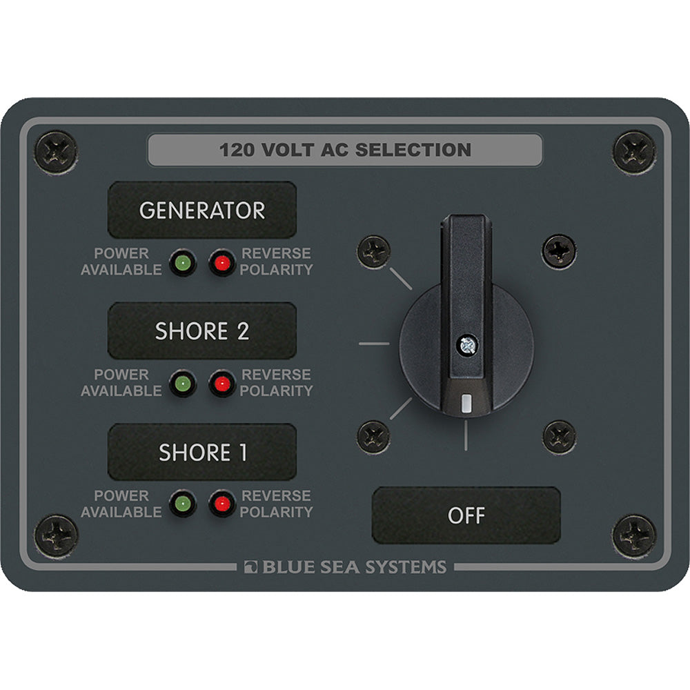 Blue Sea 8366 AC Rotary Switch Panel 30 Ampere 3 Positions + OFF, 2 Pole [8366] - BuoyMart.com  Electrical Panels Blue Sea Systems