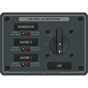 Blue Sea 8366 AC Rotary Switch Panel 30 Ampere 3 Positions + OFF, 2 Pole [8366] - BuoyMart.com  Electrical Panels Blue Sea Systems