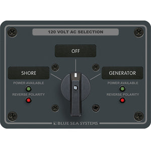 Blue Sea 8367 AC Rotary Switch Panel 30 Ampere 2 Positions + OFF, 2 Pole [8367] - BuoyMart.com  Electrical Panels Blue Sea Systems