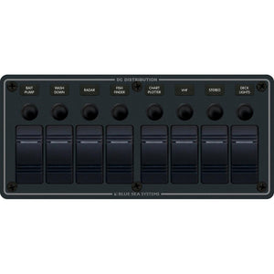 Blue Sea 8371 Water Resistant Panel - 8 Position - Black - Horizontal Mount [8371] - BuoyMart.com  Electrical Panels Blue Sea Systems