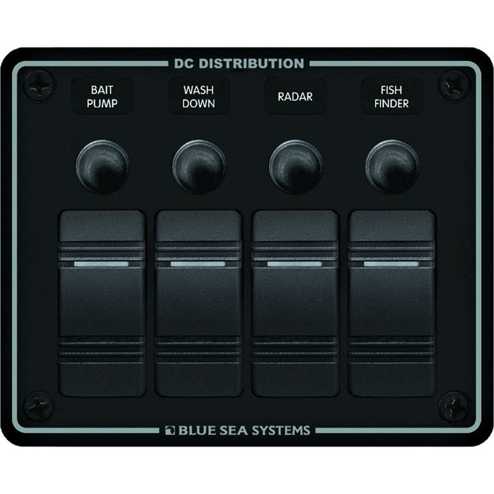 Blue Sea 8372 Water Resistant 4 Position - Black - Horizontal Mount Panel [8372] - BuoyMart.com  Electrical Panels Blue Sea Systems
