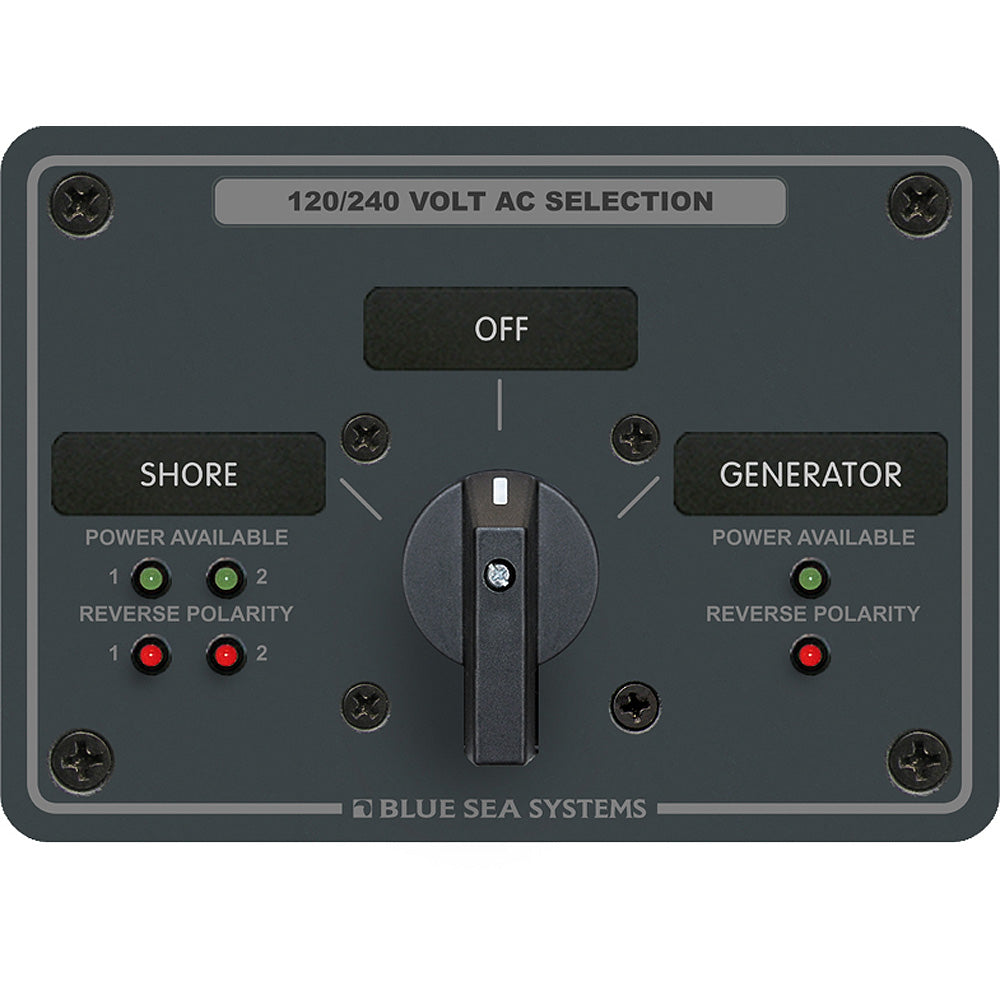Blue Sea 8386 AC Rotary Switch Panel 30 Ampere 2 Positon + OFF, 4 Pole [8386] - BuoyMart.com  Electrical Panels Blue Sea Systems