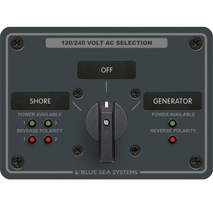 Blue Sea 8386 AC Rotary Switch Panel 30 Ampere 2 Positon + OFF, 4 Pole [8386] - BuoyMart.com  Electrical Panels Blue Sea Systems