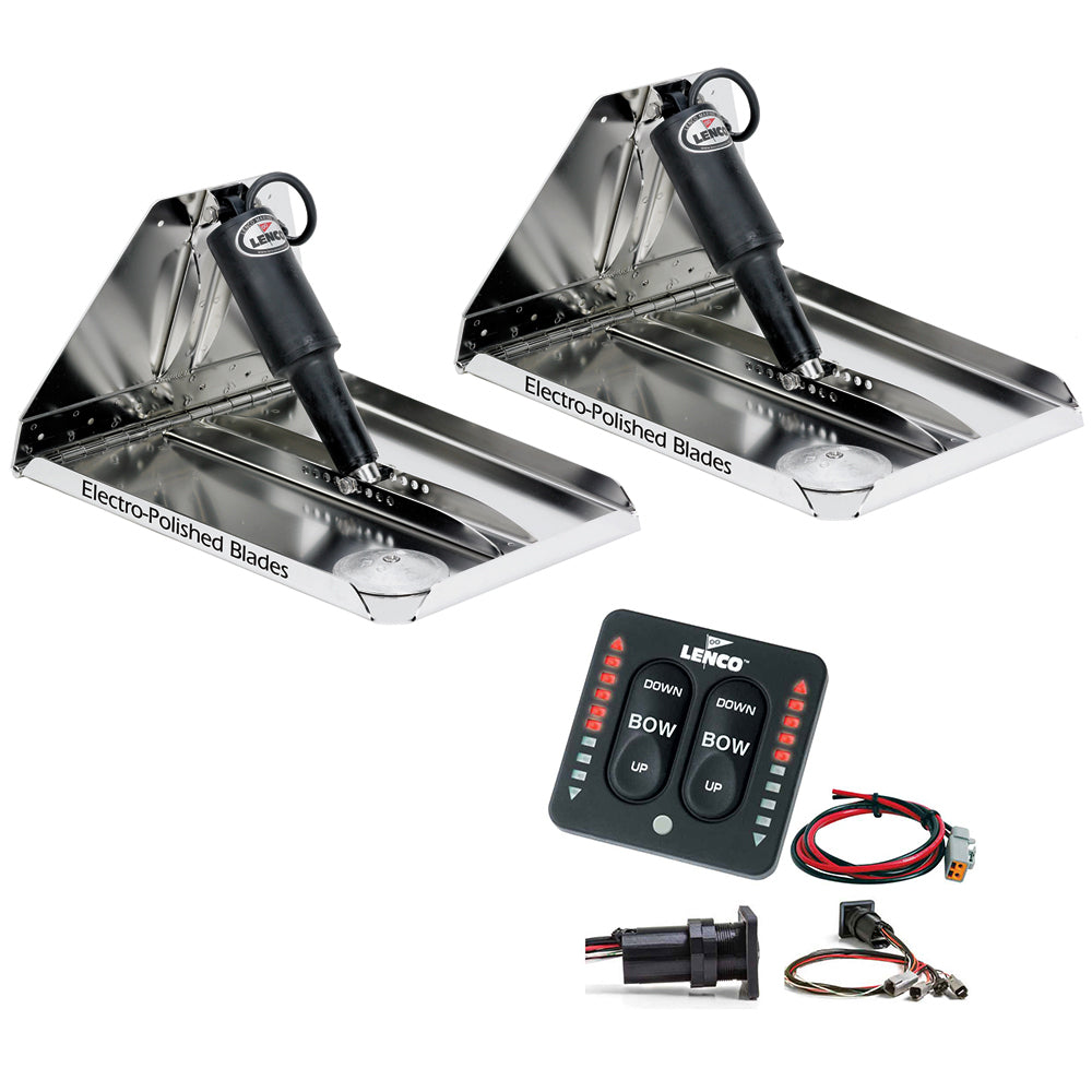 Lenco 16" x 12" Heavy Duty Performance Trim Tab Kit w/LED Indicator Switch Kit 12V [RT16X12HDI] - BuoyMart.com  Trim Tabs Lenco Marine