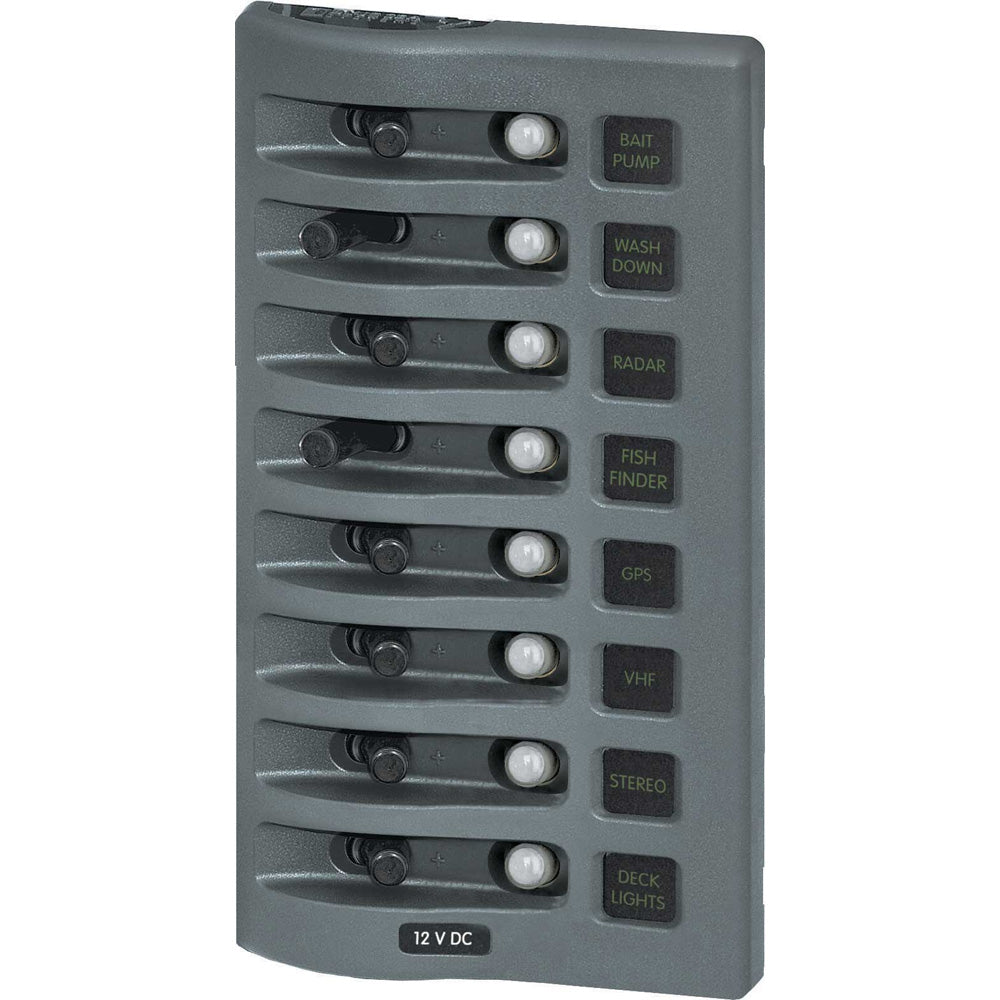 Blue Sea 4378 WeatherDeck Water Resistant Circuit Breaker Panel - 8 Position - Grey [4378] - BuoyMart.com  Electrical Panels Blue Sea Systems