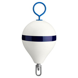 Polyform 13.5" CM Mooring Buoy w/Galvanized Iron - White Blue Stripe [CM-2 WHT W/STR] - BuoyMart.com  Buoys Polyform U.S.