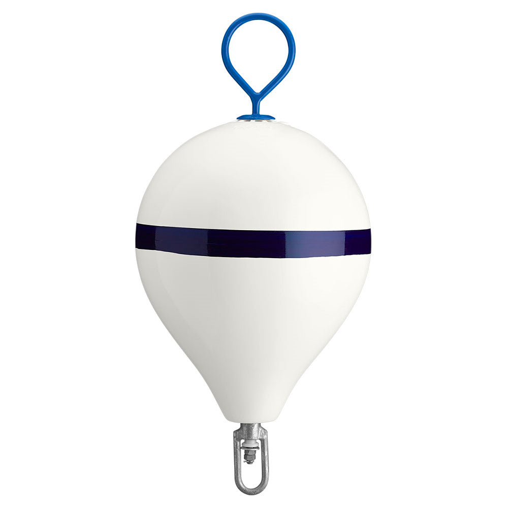 Polyform 17" CM Mooring Buoy w/Galvanized Iron - White Blue Stripe [CM-3 WHITE W/STRIP] - BuoyMart.com  Buoys Polyform U.S.