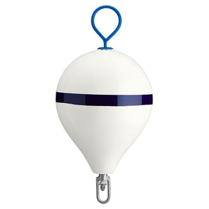 Polyform 17" CM Mooring Buoy w/Galvanized Iron - White Blue Stripe [CM-3 WHITE W/STRIP] - BuoyMart.com  Buoys Polyform U.S.