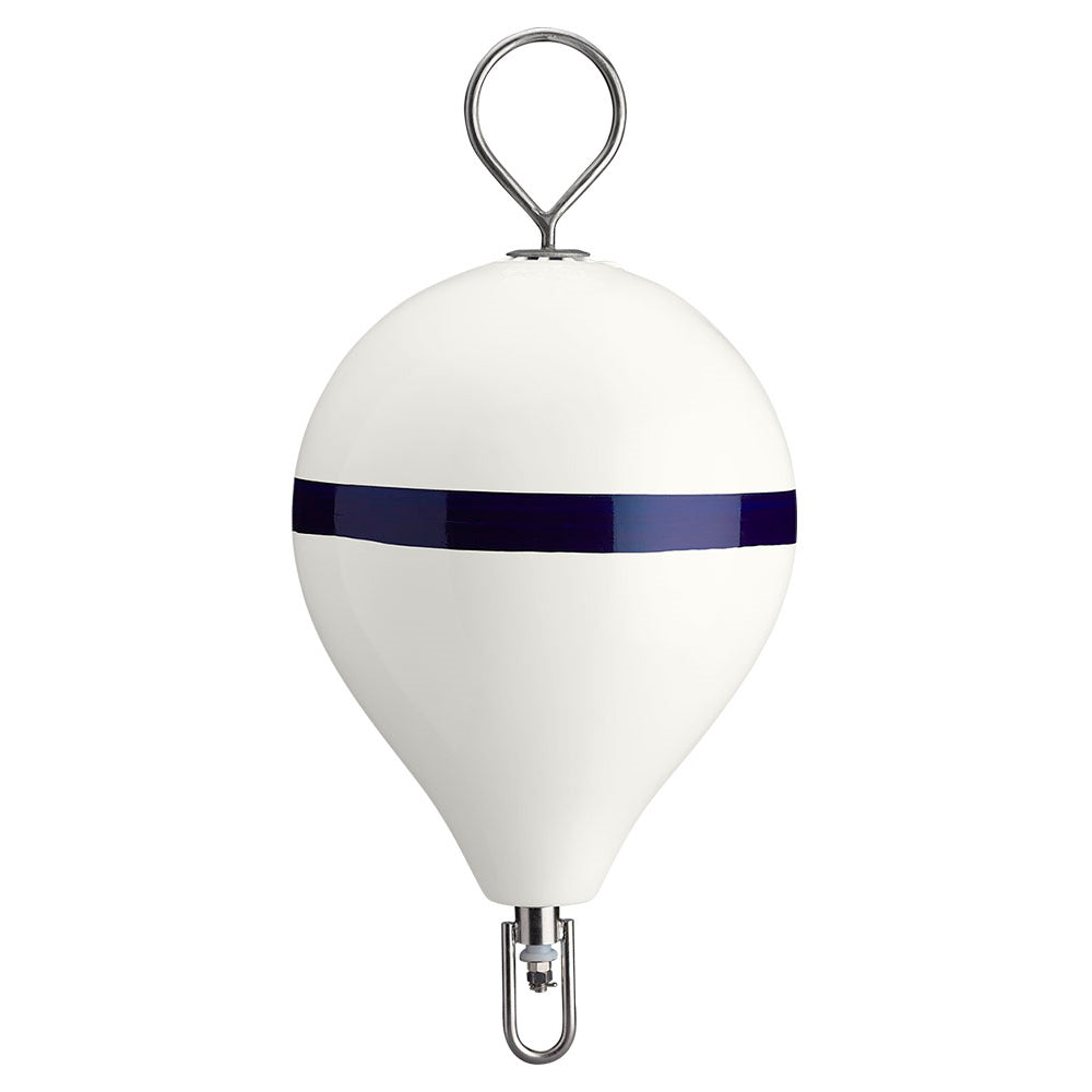 Polyform 17" CM Mooring Buoy w/SS Iron - White Blue Stripe [CM-3-SS WHT W/STR/SS] - BuoyMart.com  Buoys Polyform U.S.