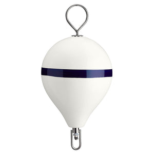 Polyform 17" CM Mooring Buoy w/SS Iron - White Blue Stripe [CM-3-SS WHT W/STR/SS] - BuoyMart.com  Buoys Polyform U.S.