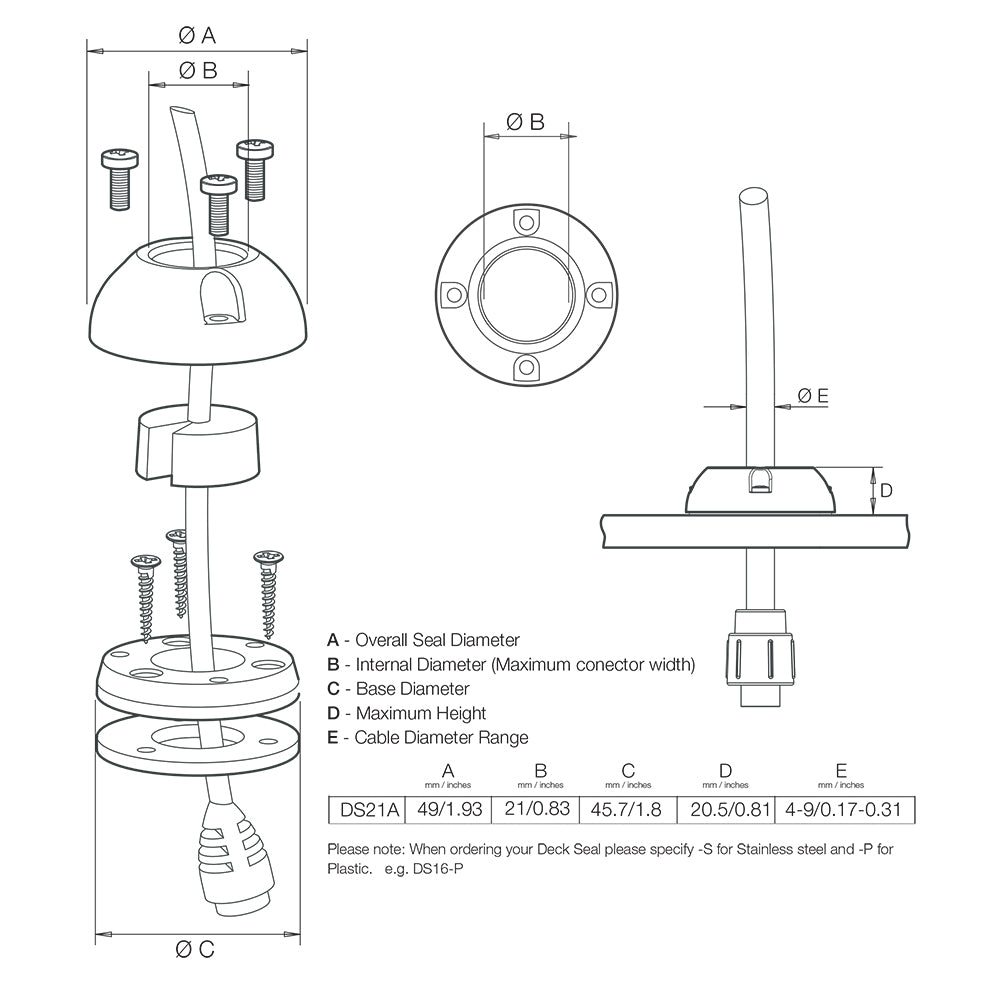 Scanstrut DS21A-P Vertical Cable Seal [DS21A-P] - BuoyMart.com  Wire Management Scanstrut