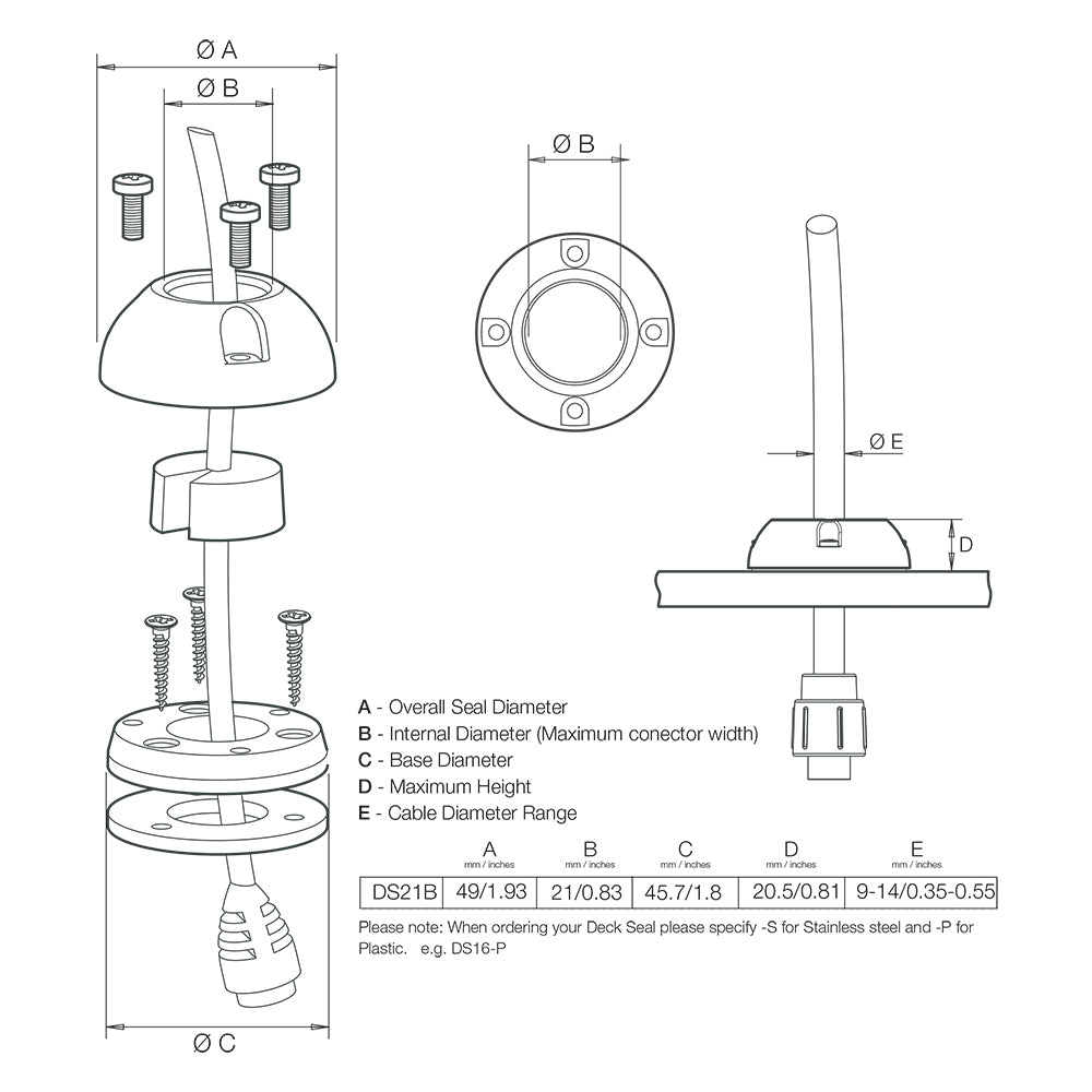 Scanstrut DS21B-S Vertical Cable Seal - Stainless Steel [DS21B-S] - BuoyMart.com  Wire Management Scanstrut
