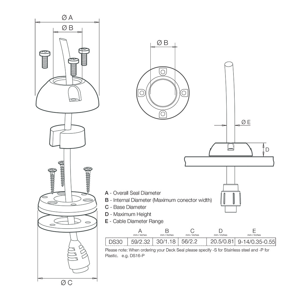 Scanstrut DS30-S Vertical Cable Seal - Stainless Steel [DS30-S] - BuoyMart.com  Wire Management Scanstrut