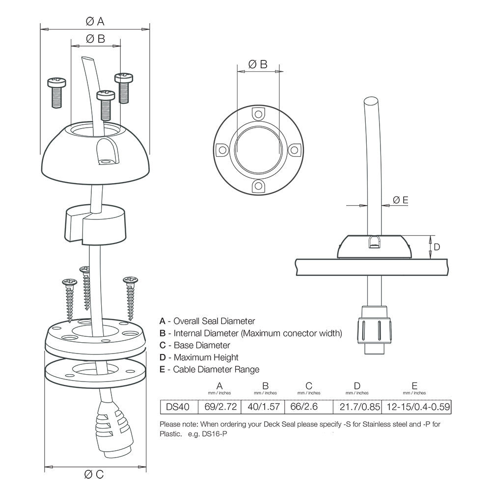 Scanstrut DS40-S Vertical Cable Seal - Stainless Steel [DS40-S] - BuoyMart.com  Wire Management Scanstrut