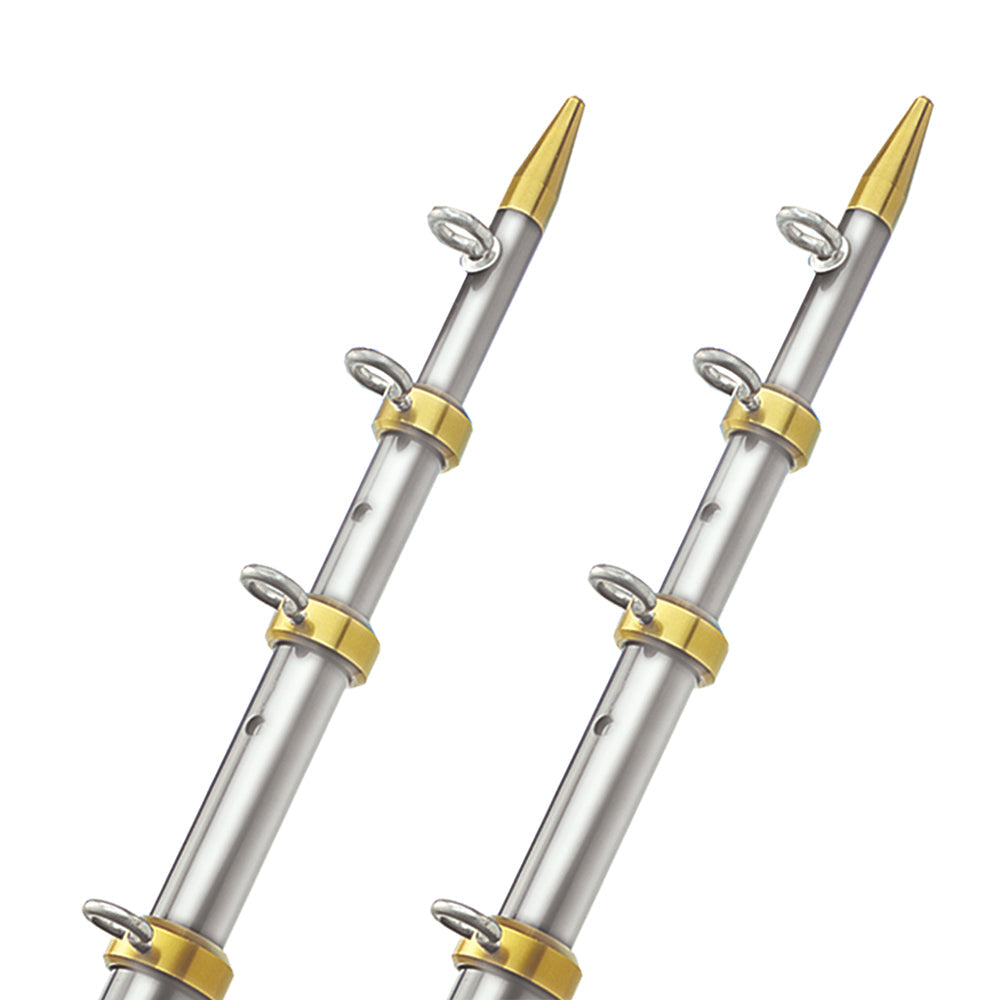 TACO 18' Telescopic Outrigger Poles HD 1-1/2" - Silver/Gold [OT-0551VEL186] TACO Marine