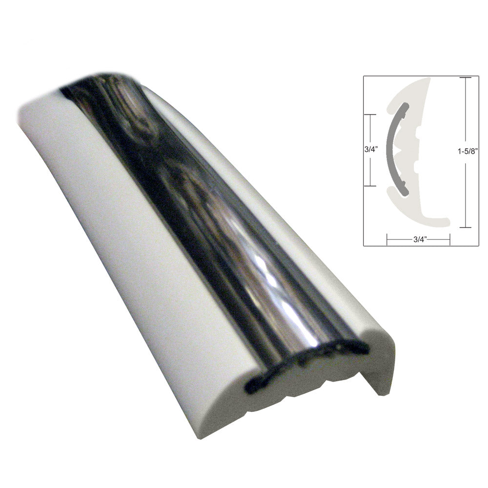 TACO Semi-Rigid Rub Rail Kit - White w/Flex Chrome Insert - 70' [V11-9811WCM70-2] - BuoyMart.com  Rub Rail TACO Marine