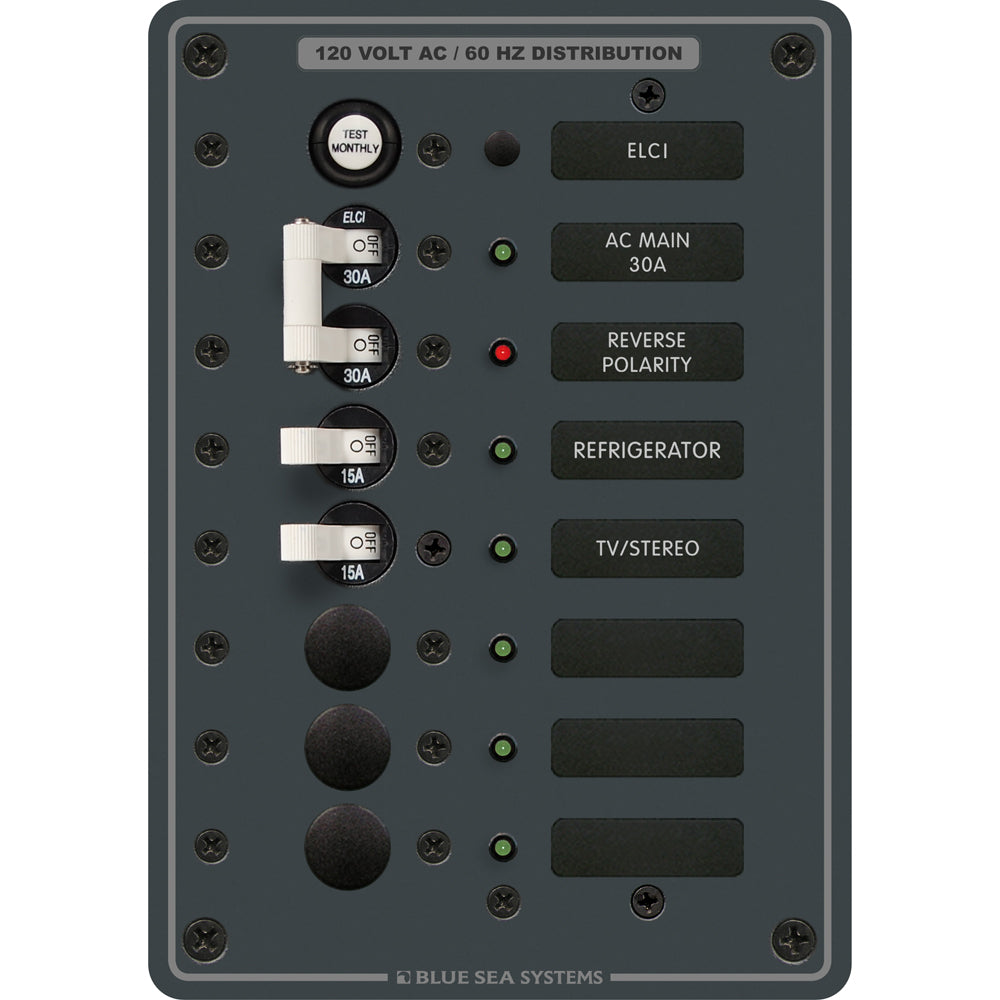 Blue Sea 8101 ELCI GFCI Panel AC 5 Position [8101] - BuoyMart.com  Electrical Panels Blue Sea Systems