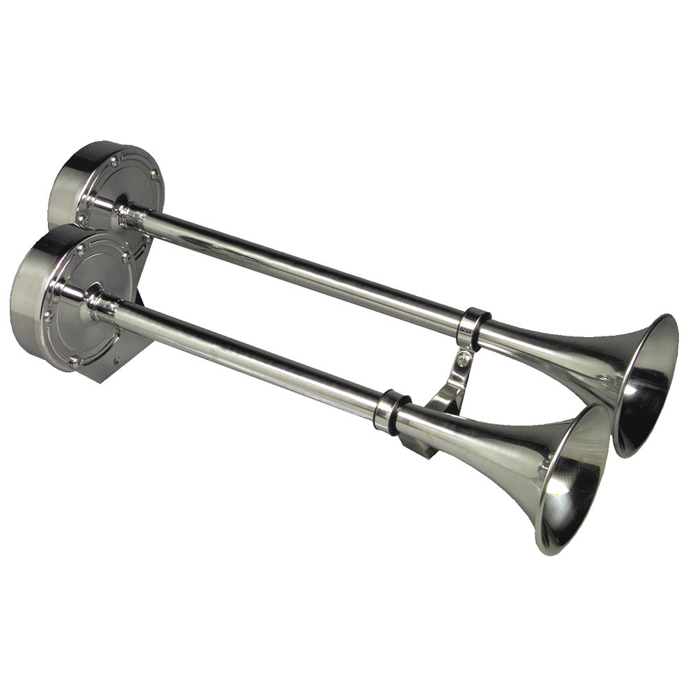 Schmitt Marine Deluxe All-Stainless Dual Trumpet Horn - 24V [12428] - BuoyMart.com  Horns Schmitt Marine