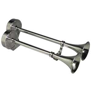 Schmitt Marine Deluxe All-Stainless Dual Trumpet Horn - 24V [12428] - BuoyMart.com  Horns Schmitt Marine