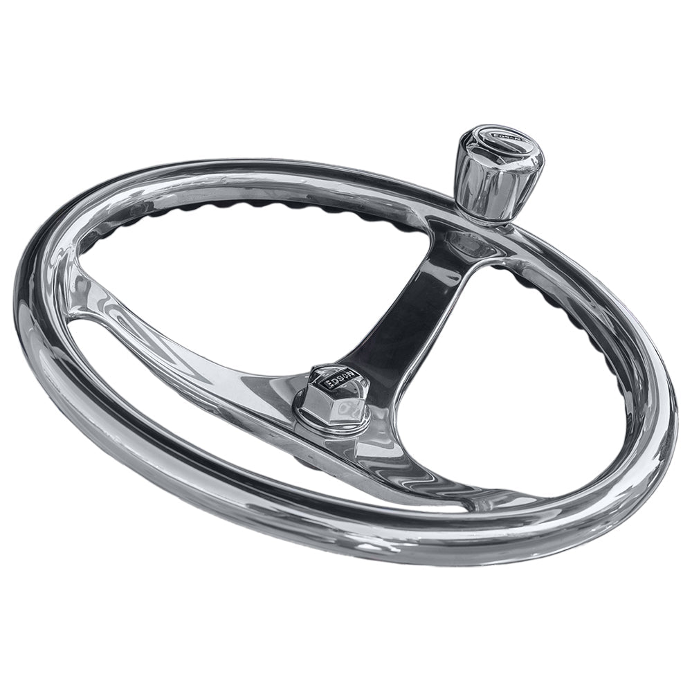 Edson 14.5" SS ComfortGrip Powerwheel Steering Wheel w/PowerKnob [1710ST-14-KIT] Edson Marine