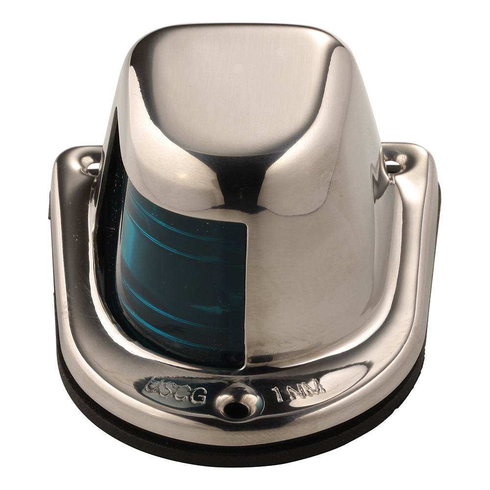 Attwood 1-Mile Deck Mount, Green Sidelight - 12V - Stainless Steel Housing [66319G7] - BuoyMart.com  Navigation Lights Attwood Marine