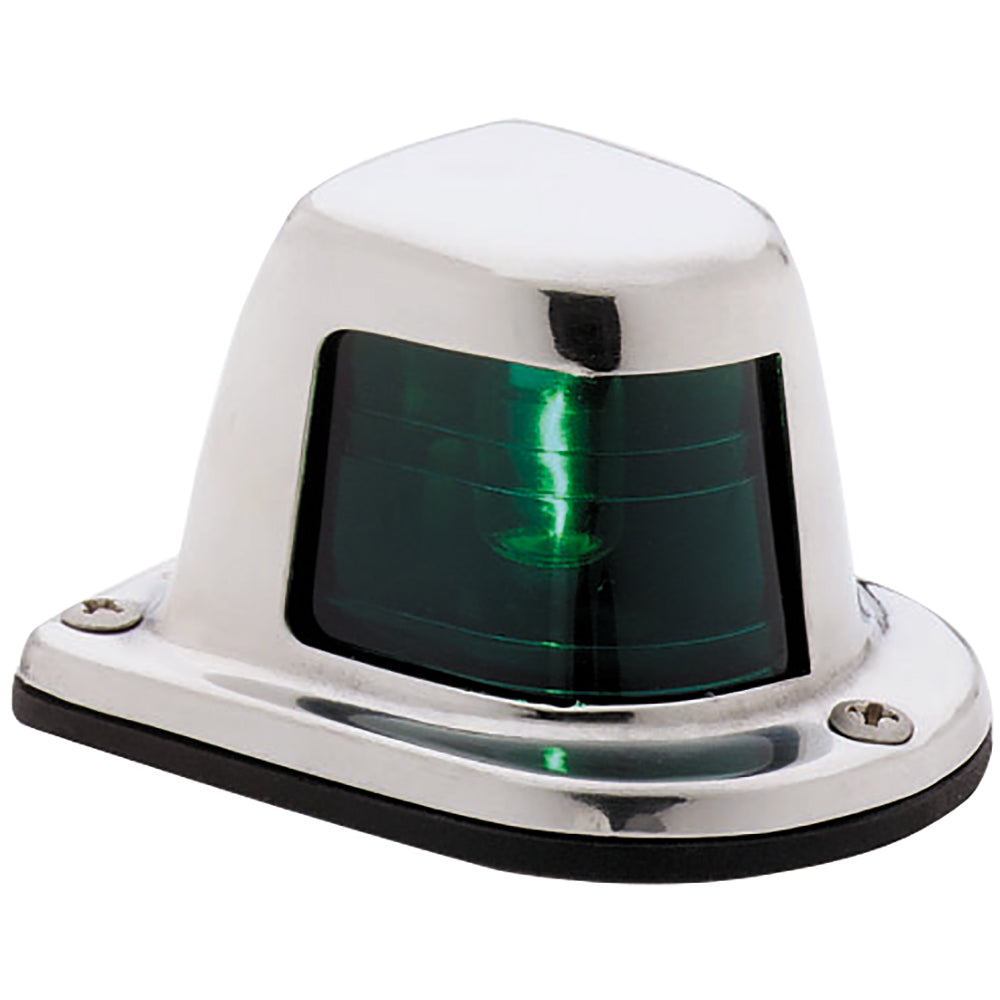 Attwood 1-Mile Deck Mount, Green Sidelight - 12V - Stainless Steel Housing [66319G7] - BuoyMart.com  Navigation Lights Attwood Marine