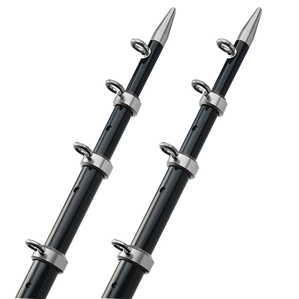 TACO 15' Telescopic Outrigger Poles HD 1-1/2" - Black/Silver [OT-0542BKA15-HD] - BuoyMart.com  Outriggers TACO Marine