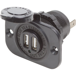 Blue Sea Dual USB Charger Socket - 2 USB Ports w/Watertight Cap [1016] - BuoyMart.com  Accessories Blue Sea Systems